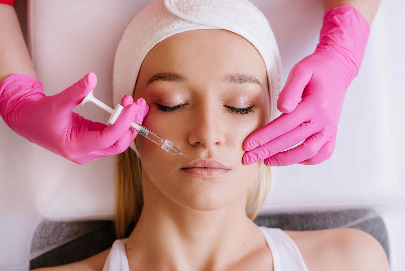 Female at a medical spa receiving fillers