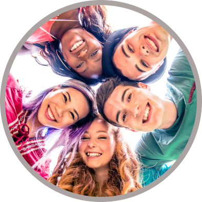 Young teenagers smiling in a group