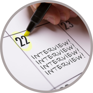 Calendar date being circled with a note about an interview