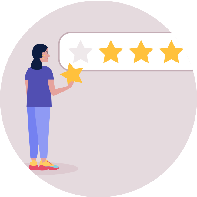 Illustrated female holding a star