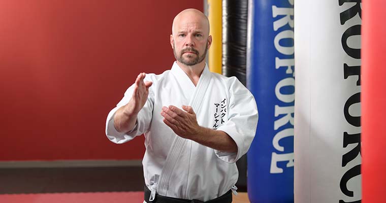 Individual doing a karate pose