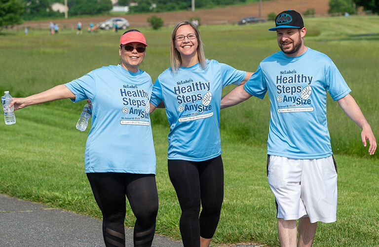 Happy group participating in the Healthy Steps 5k